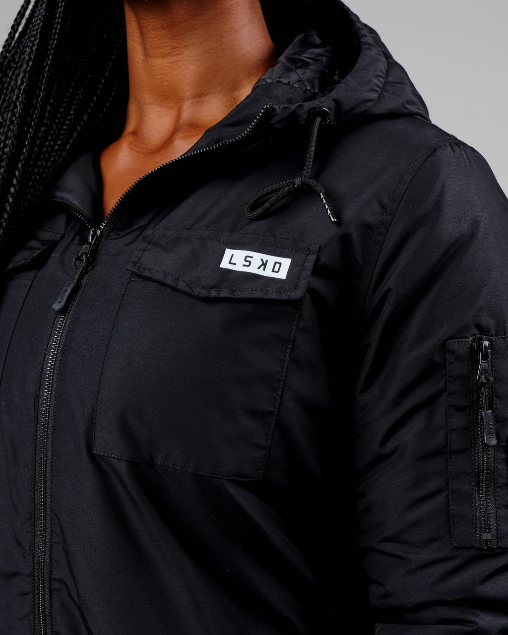 Model wearing Auxiliary Jacket 22 - Black