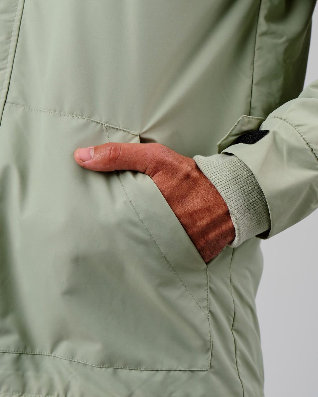 Model wearing Marshall Jacket - Desert Sage