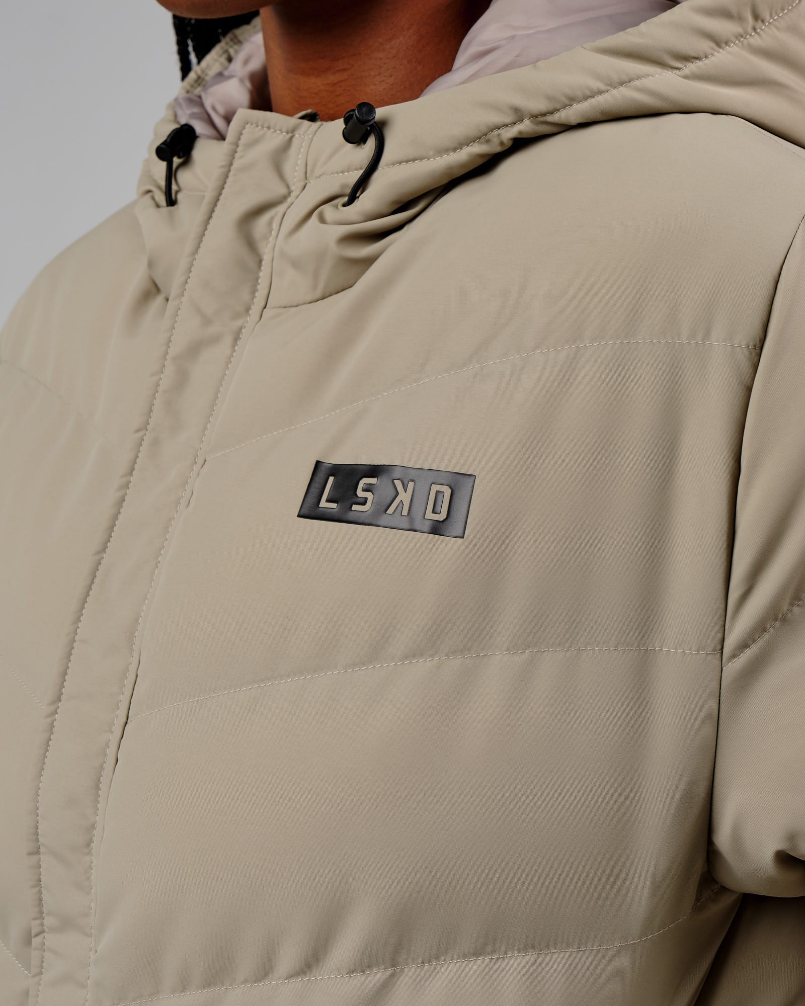 Model wearing Roasted Puffer Jacket 22 - Laurel Oak