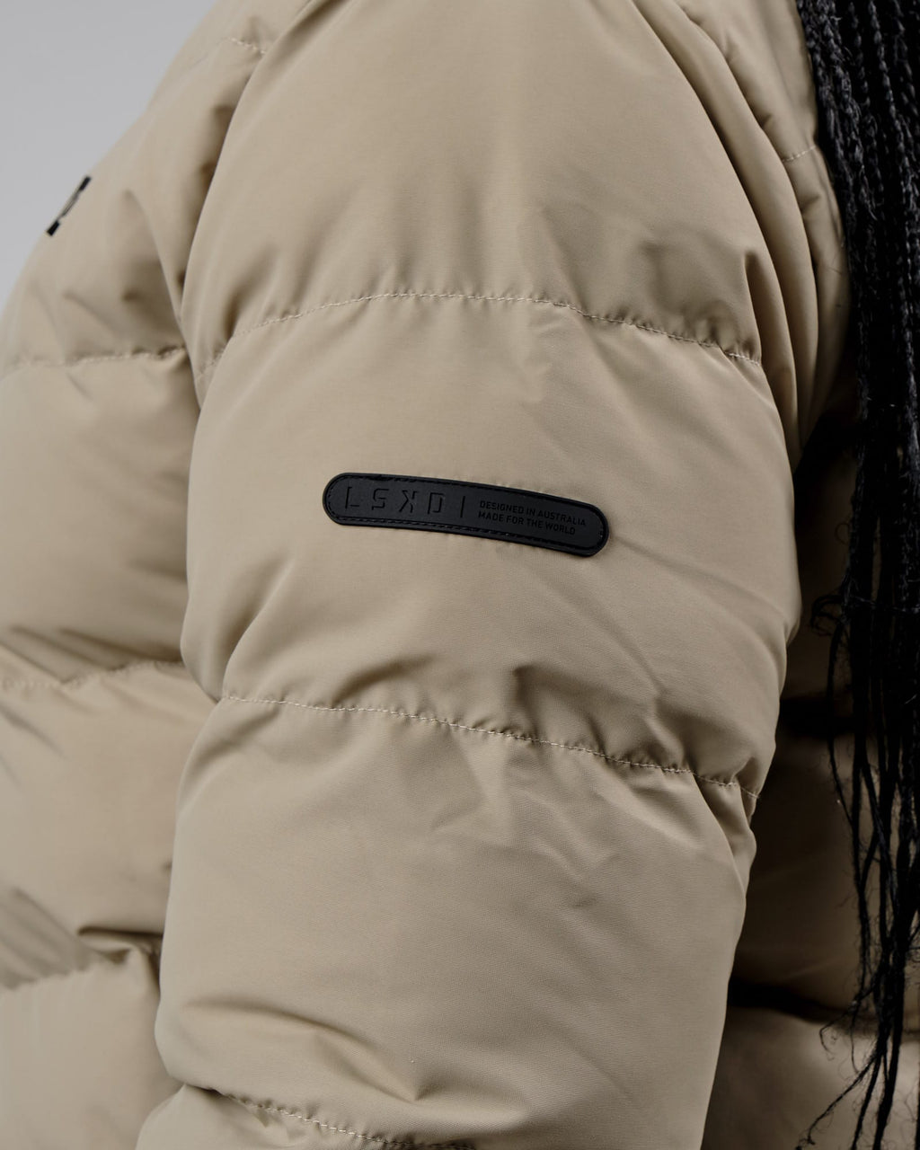 Model wearing Roasted Puffer Jacket 22 - Laurel Oak