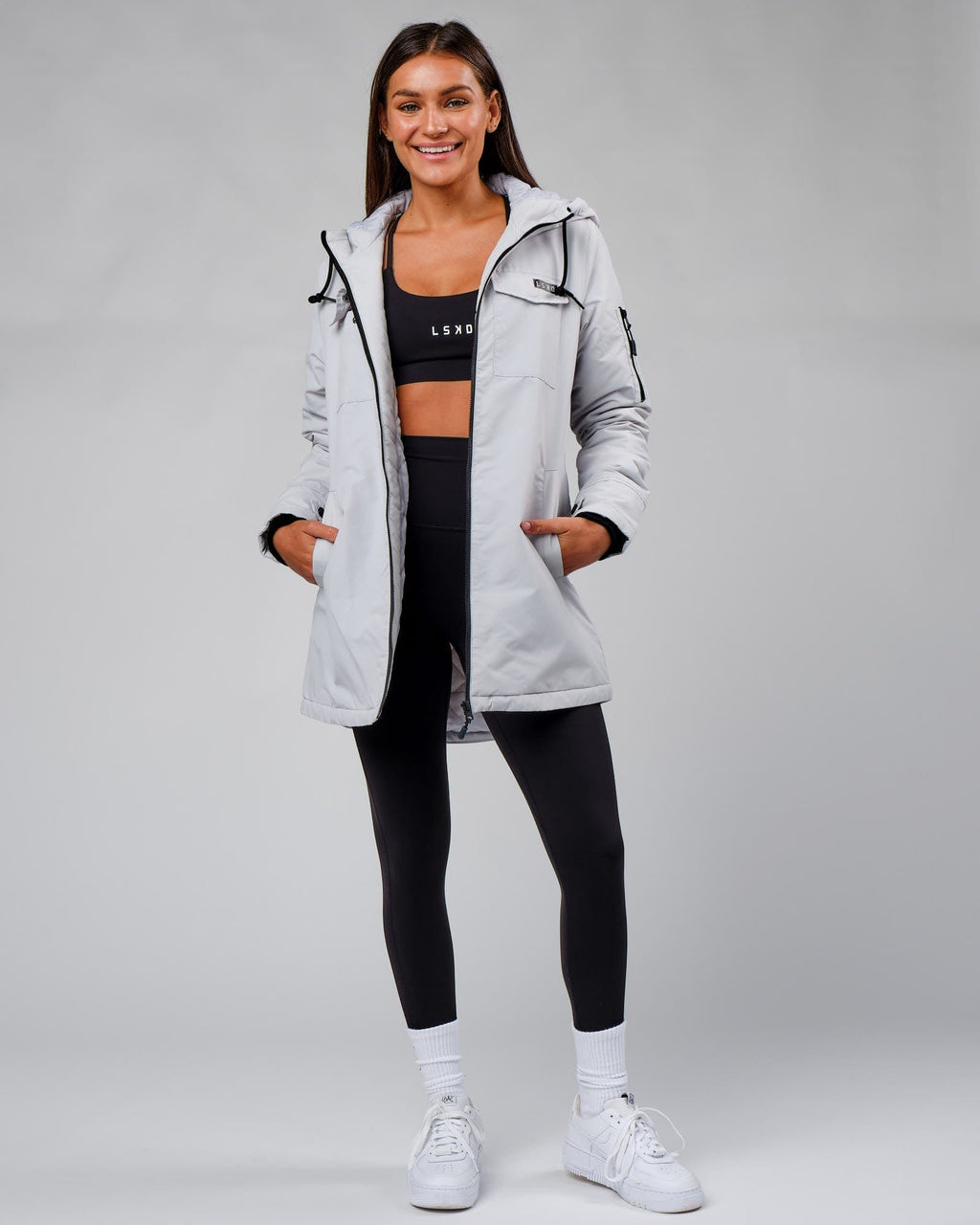 Model wearing Auxiliary Jacket - Cloud