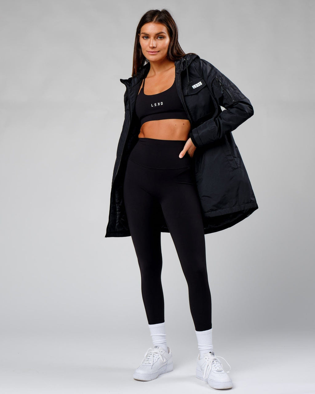 Model wearing Auxiliary Jacket 22 - Black