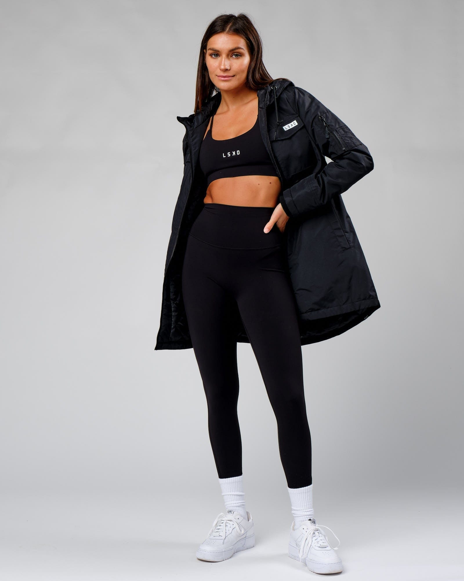 Model wearing Auxiliary Jacket 22 - Black