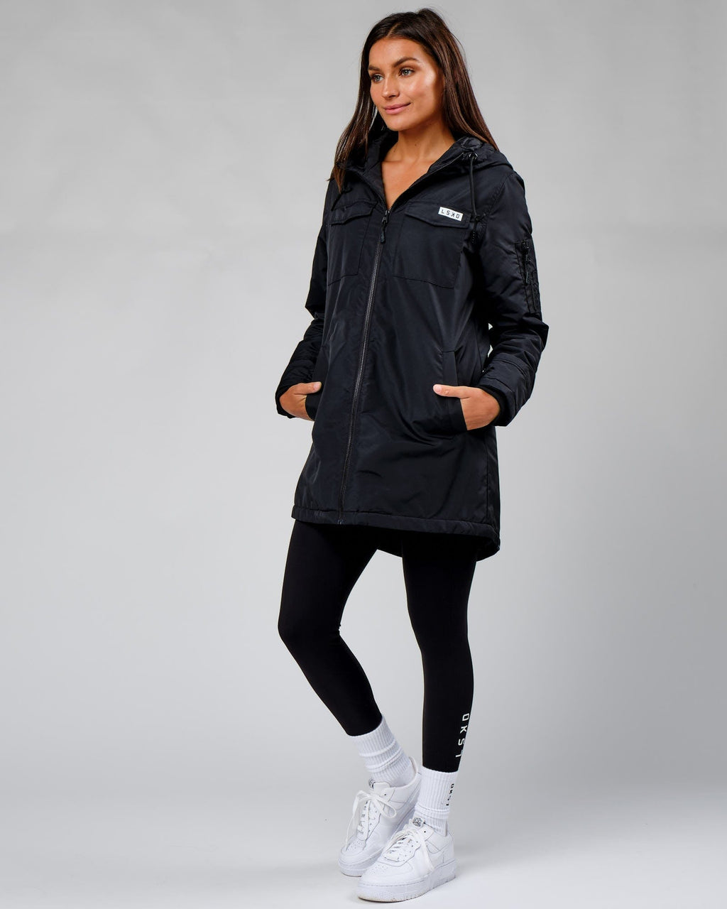 Model wearing Auxiliary Jacket 22 - Black