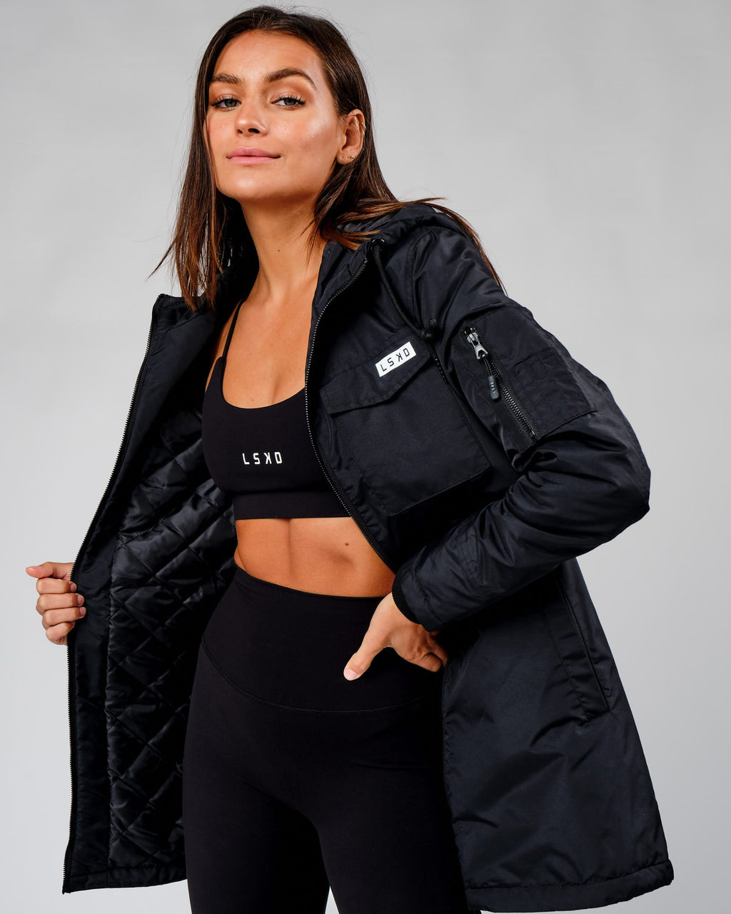 Model wearing Auxiliary Jacket 22 - Black