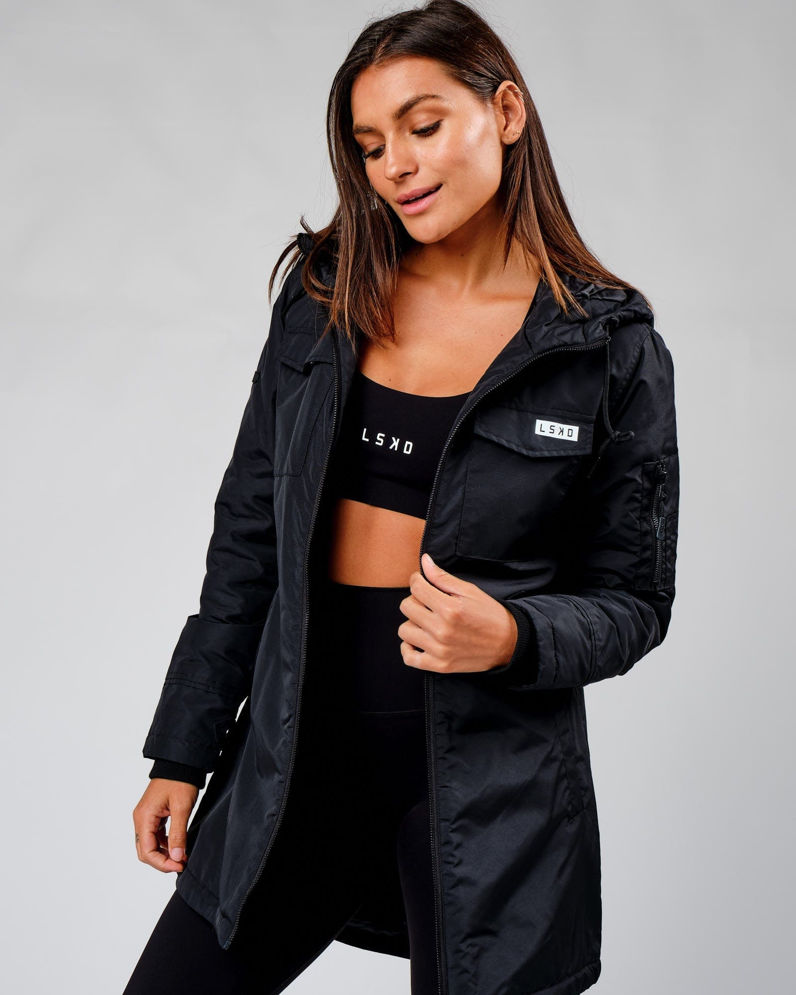 Model wearing Auxiliary Jacket 22 - Black