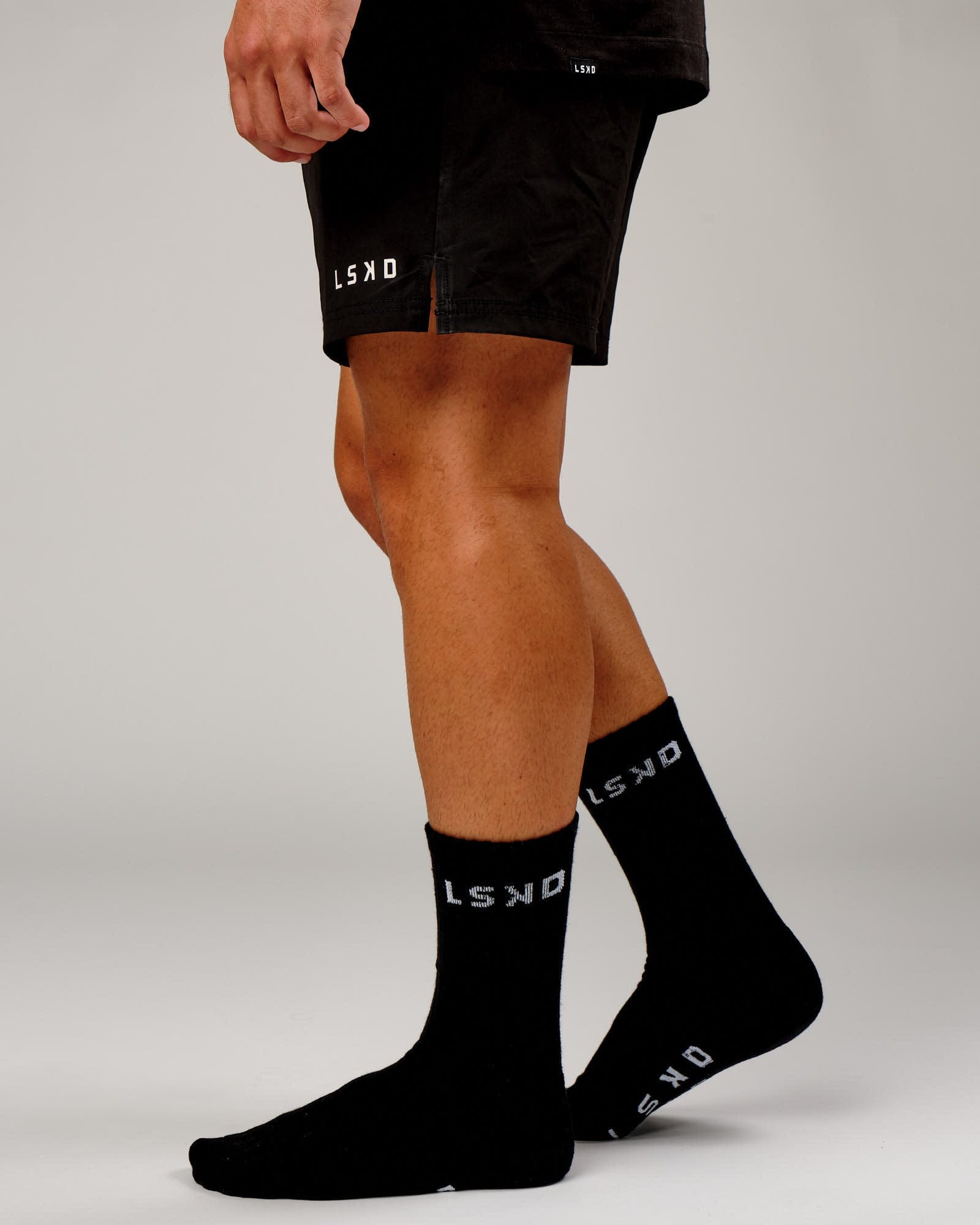 Model wearing Demo Crew Sock - 3 Pack - Black