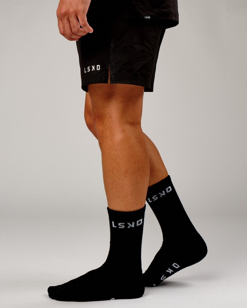 Model wearing 3 Pack Demo Crew Sock - Black