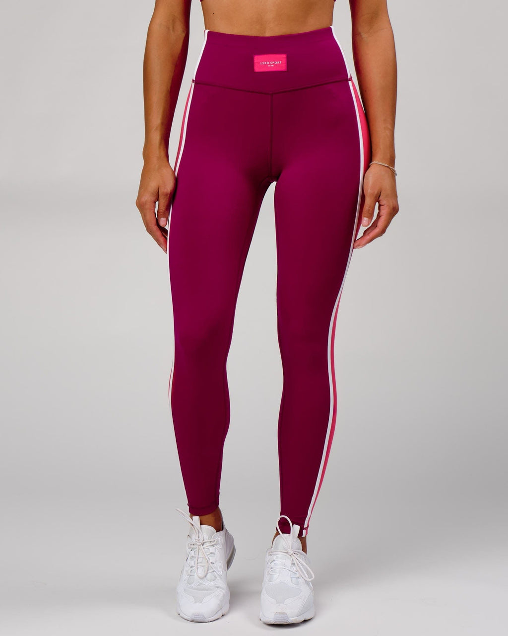 Model wearing Hunter Full Length Tight - Candy Apple-Boysenberry