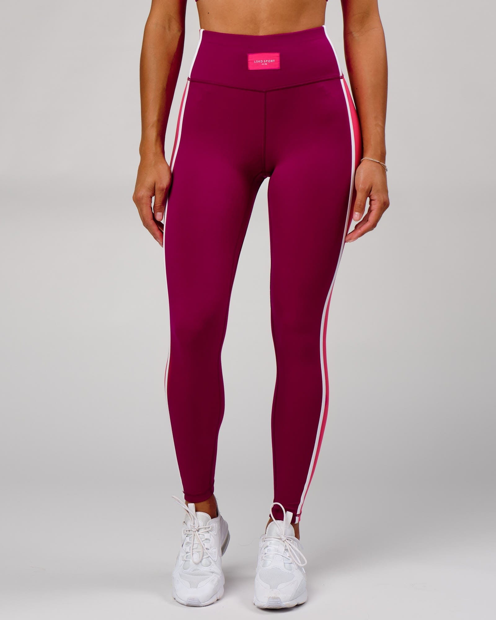 Model wearing Hunter Full Length Tight - Candy Apple-Boysenberry