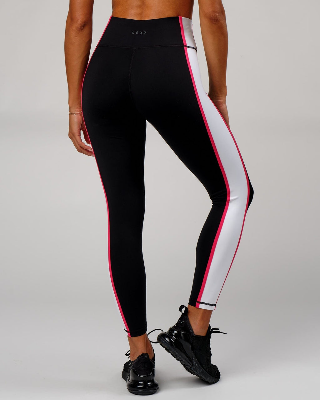 Model wearing Hunter Full Length Tight - Black-Boysenberry