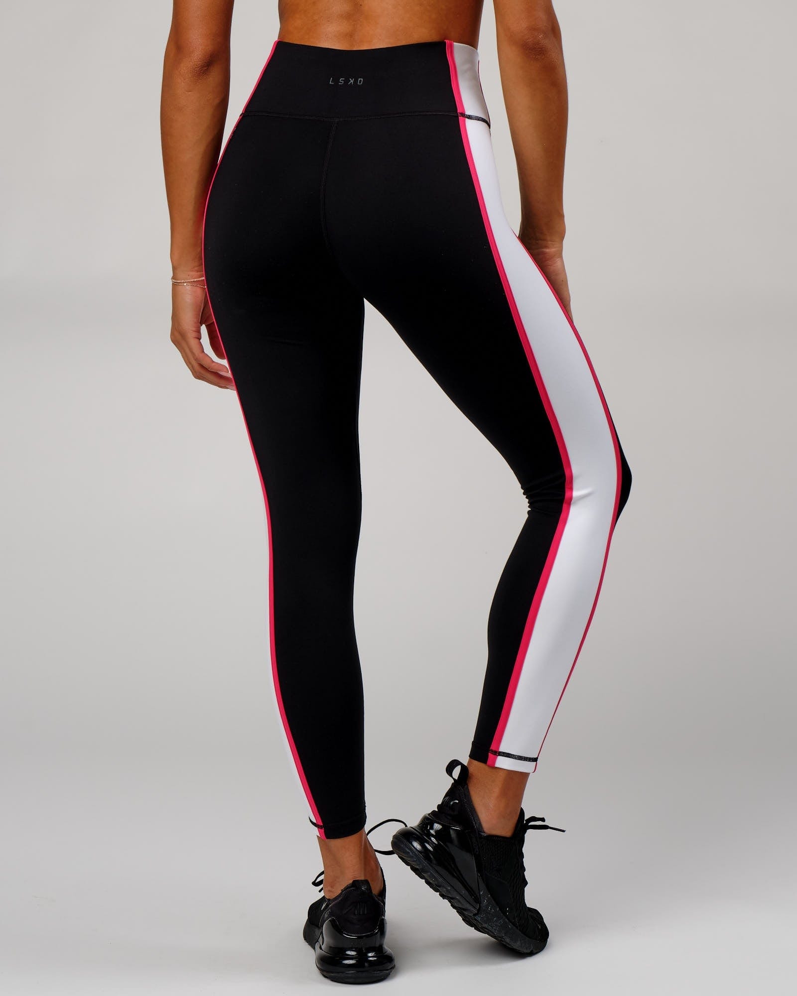 Model wearing Hunter Full Length Tight - Black-Boysenberry