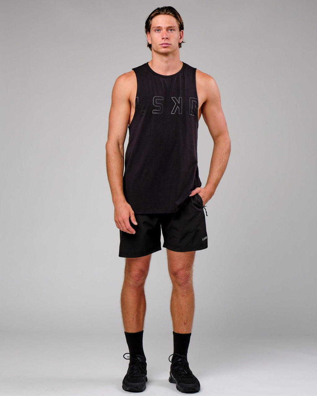 Model wearing Rep 7'' Performance Short - Black