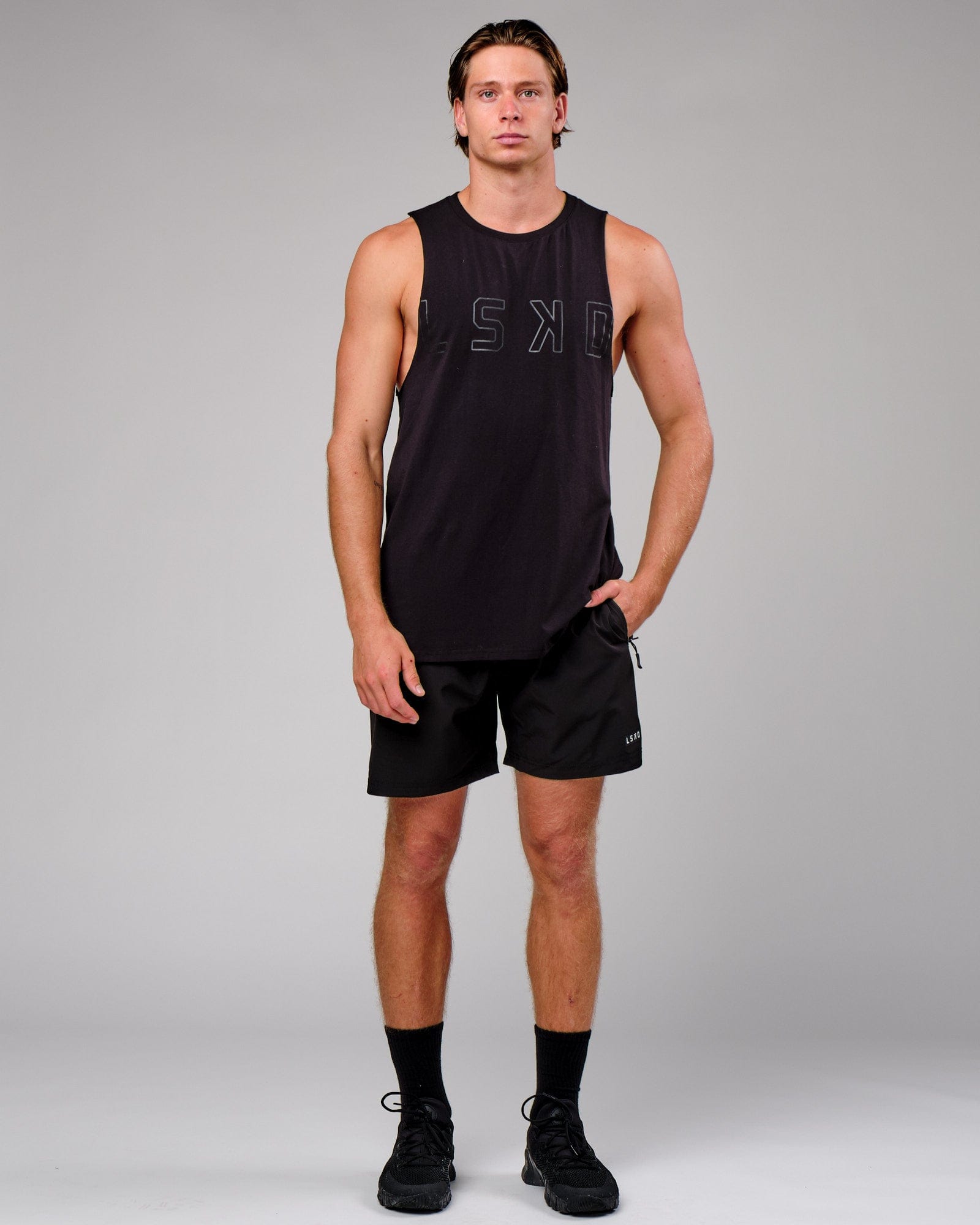 Model wearing Rep 7'' Performance Short - Black