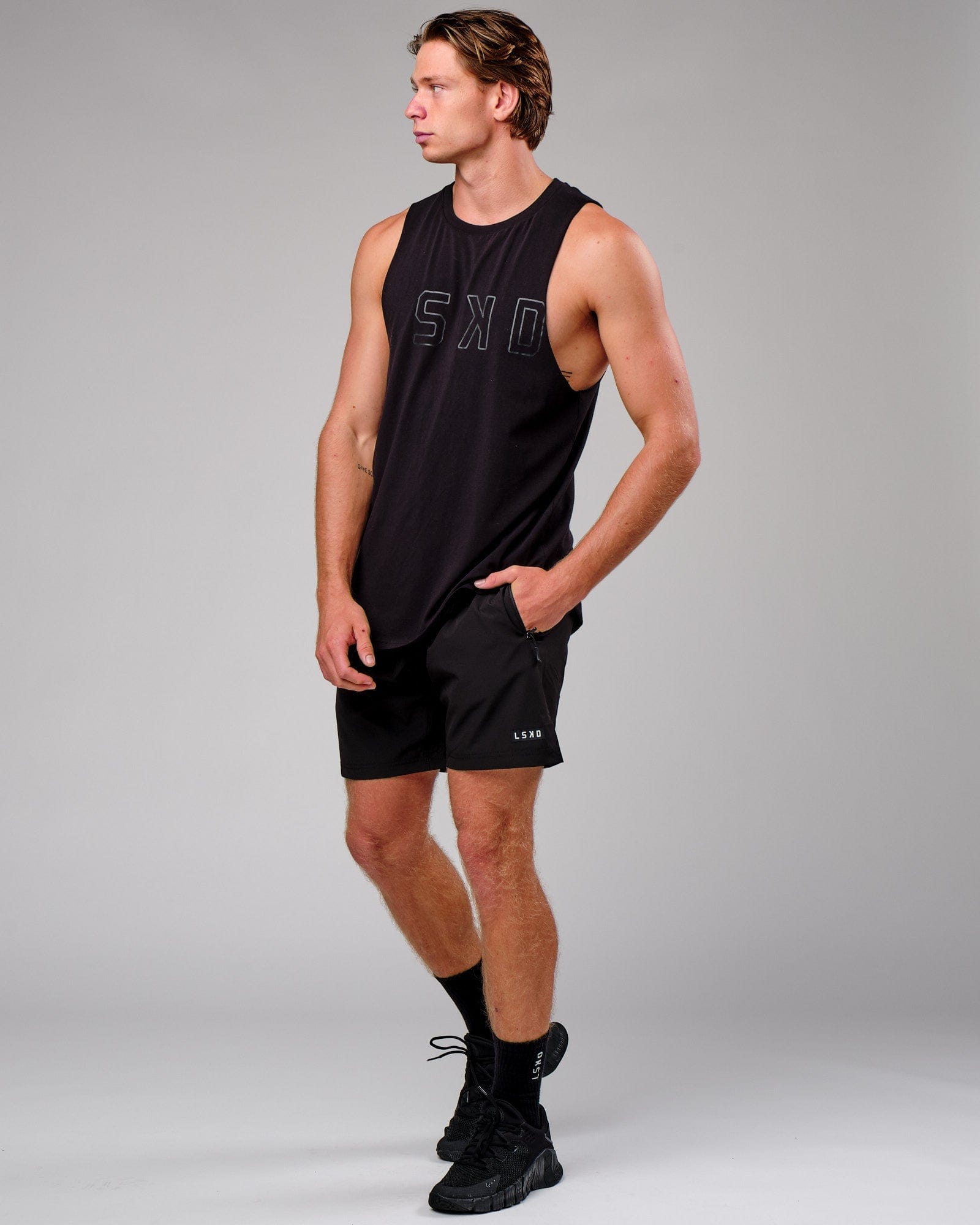 Model wearing Rep 7'' Performance Short - Black