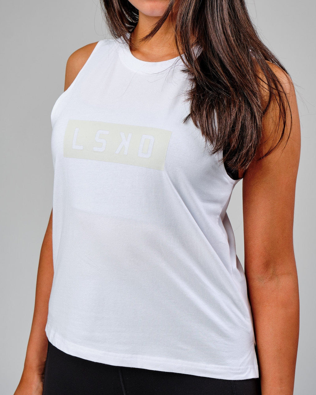 Model wearing Push Tank - White
