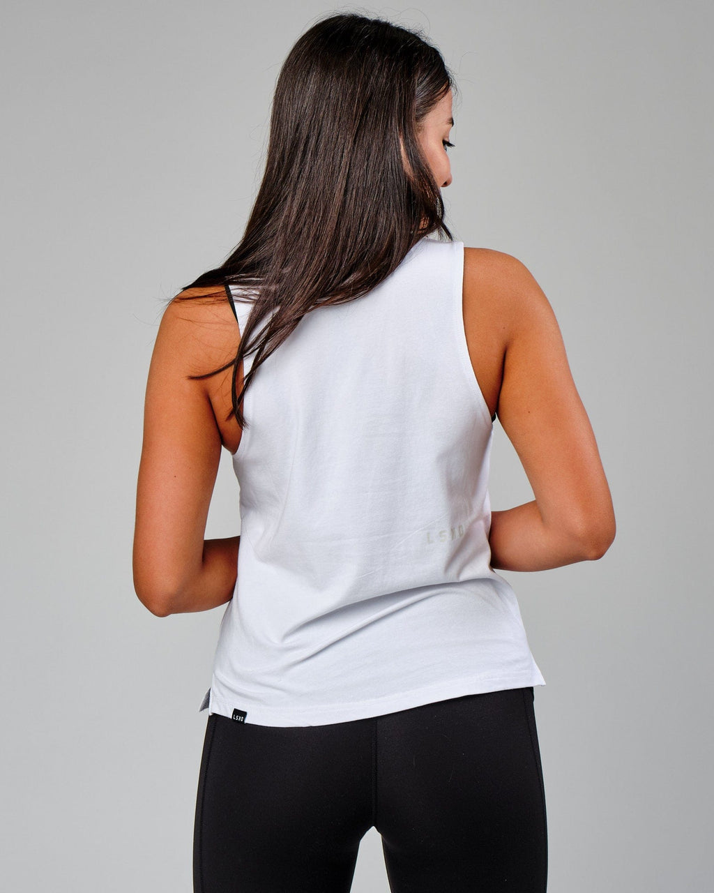 Model wearing Push Tank - White