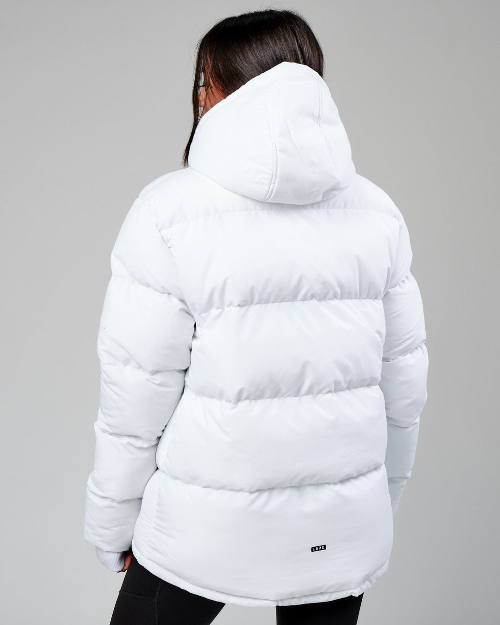 Model wearing Unisex Roasted Puffer Jacket Oversize 22 - White