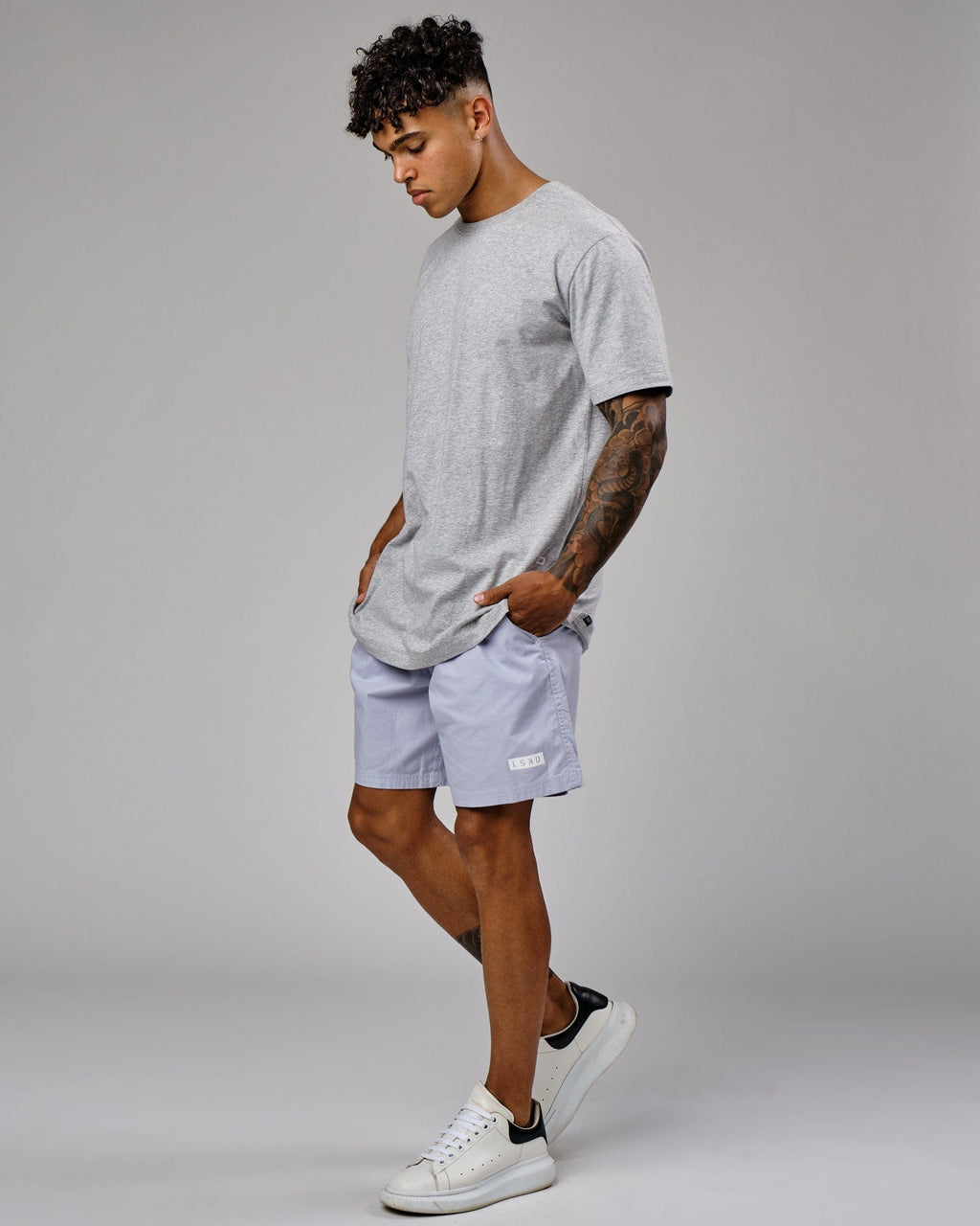 Model wearing Daily Short - Cosmic Sky