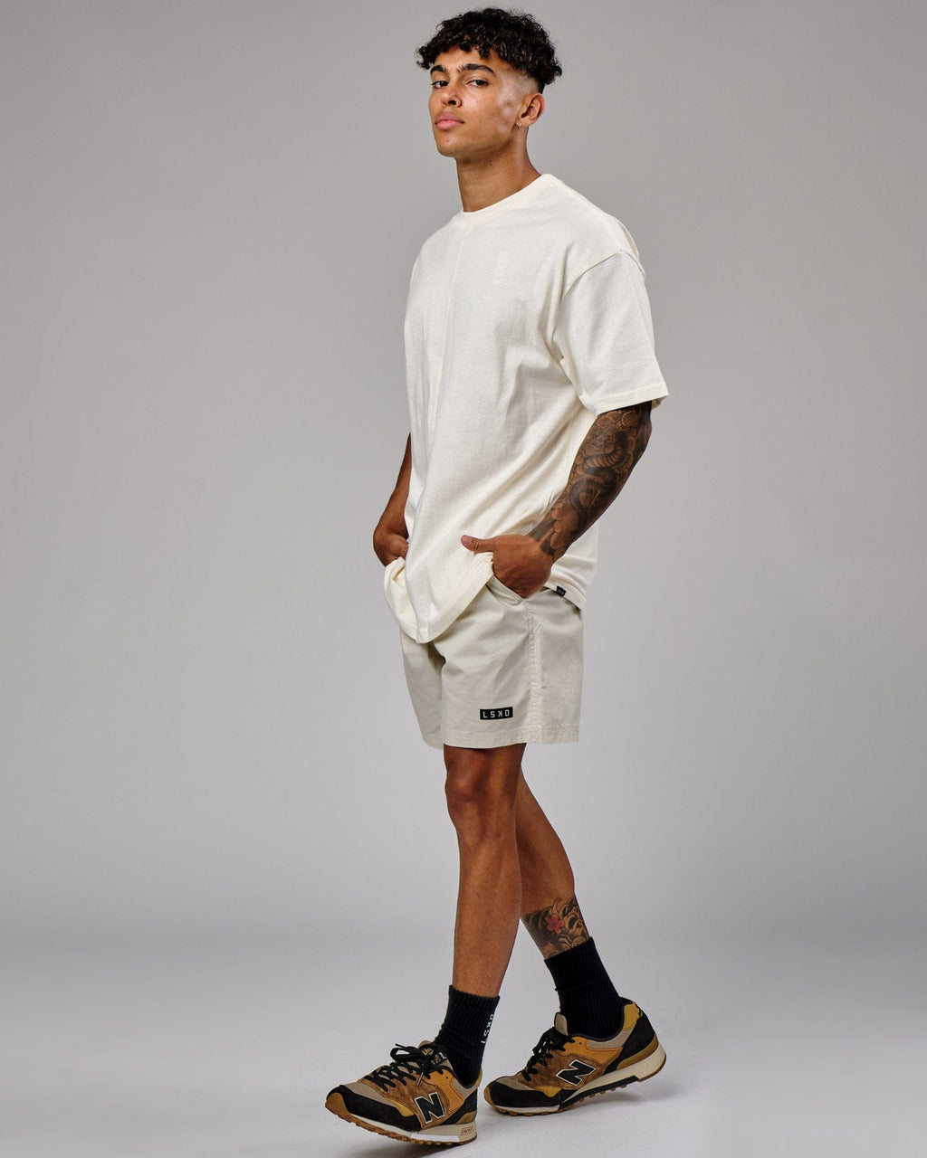 Model wearing Daily Short - Bone