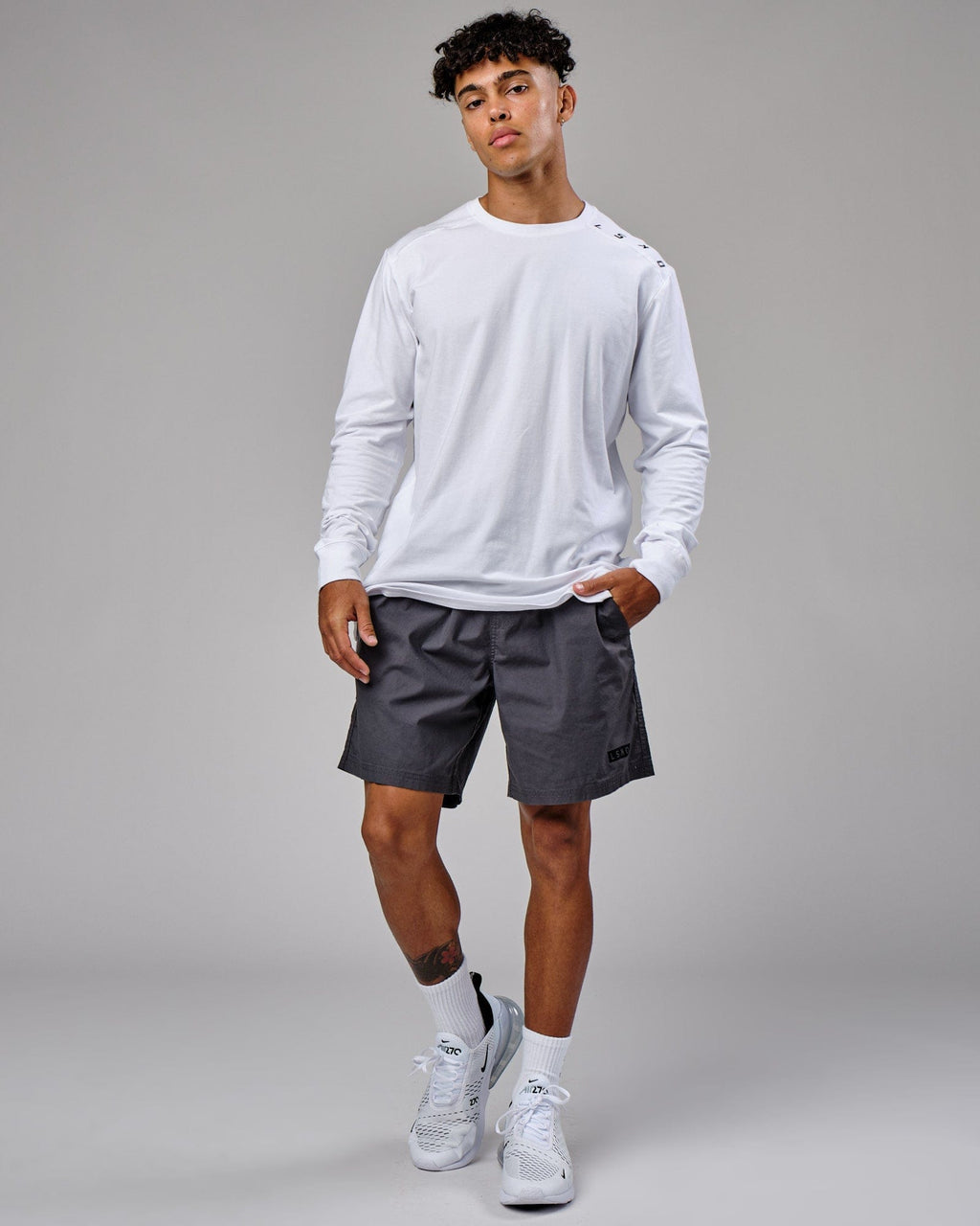Model wearing Daily Short - Phantom
