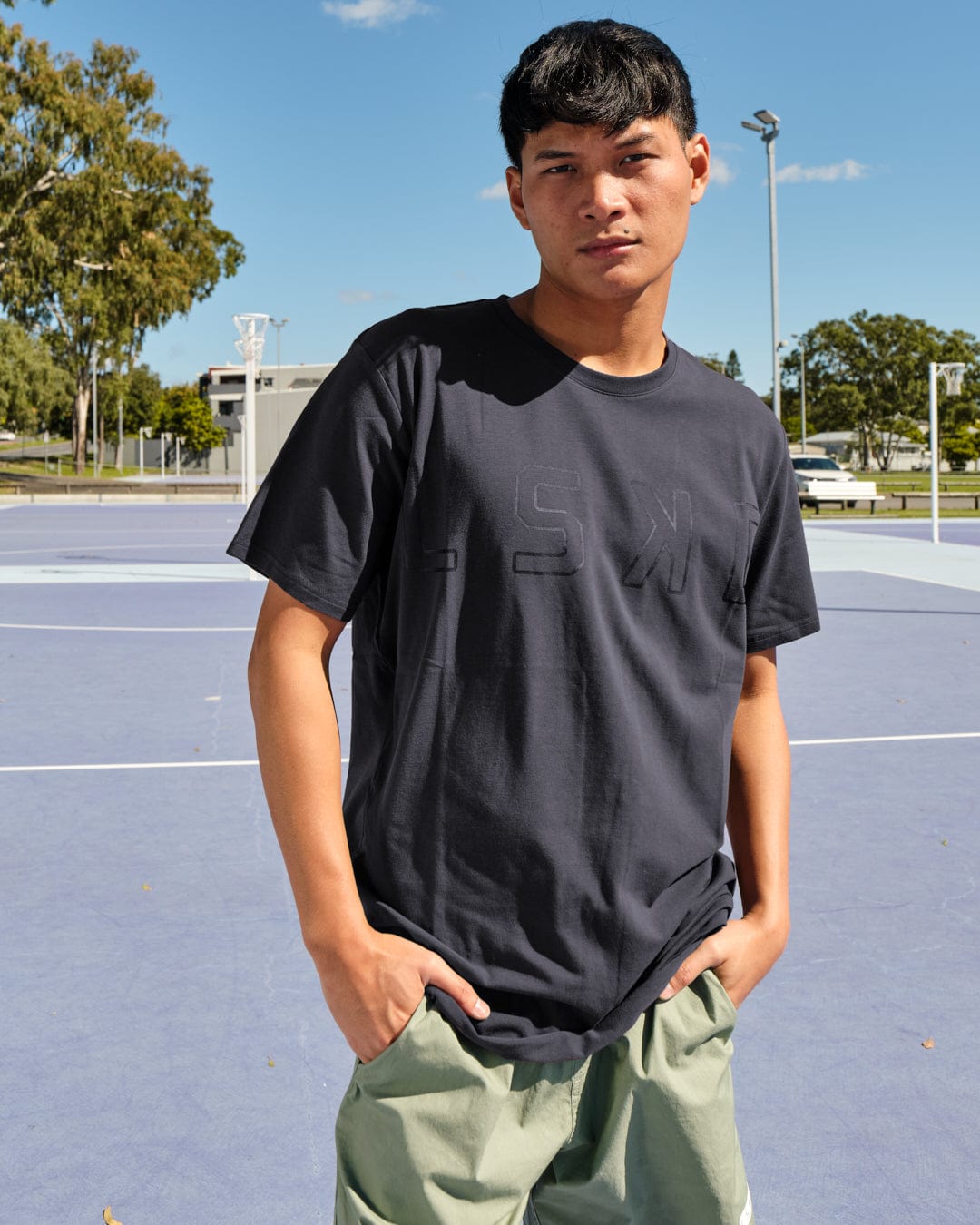 Model wearing Expand FLXCotton Tee - Phantom