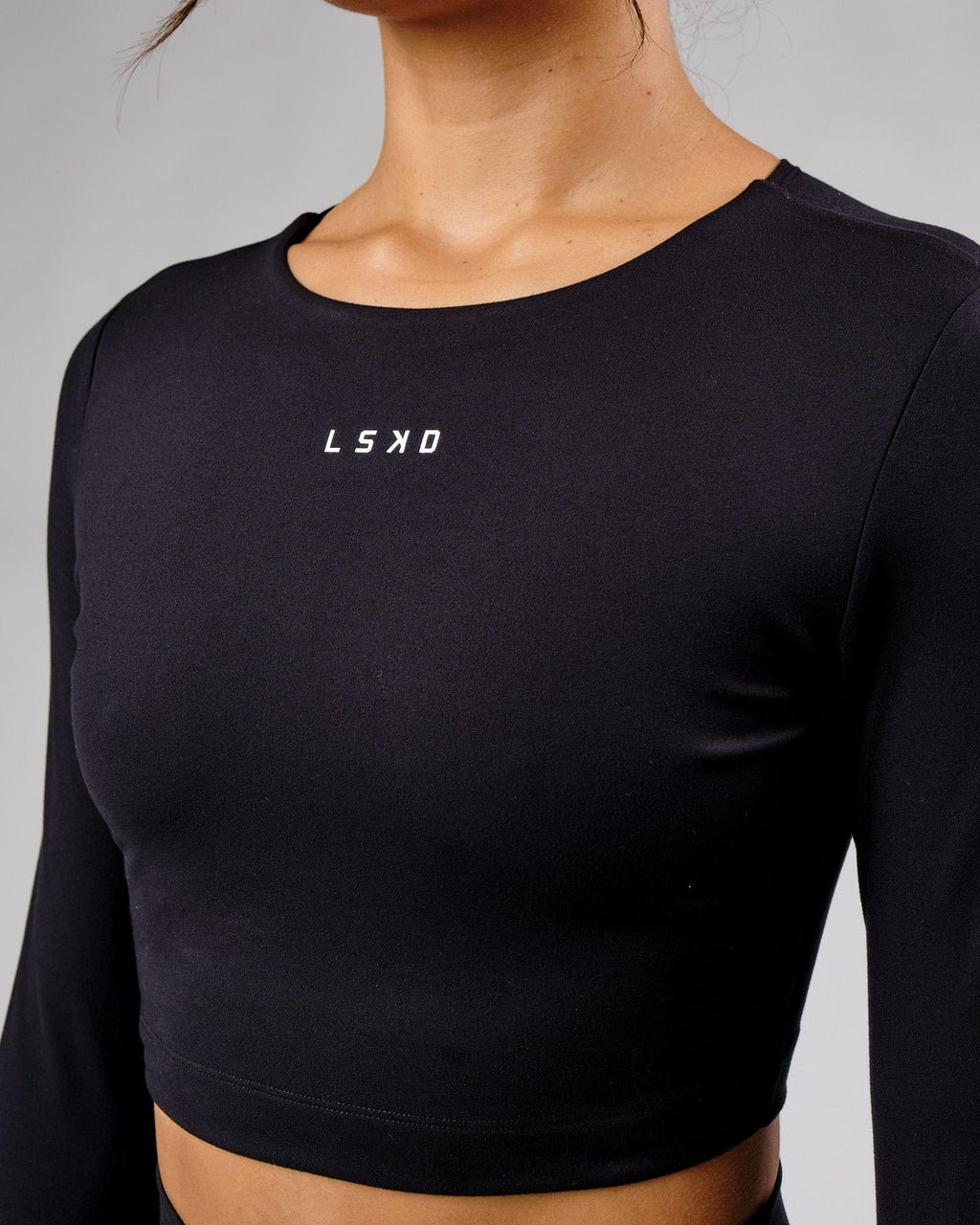 Model wearing Base LS Top - Black