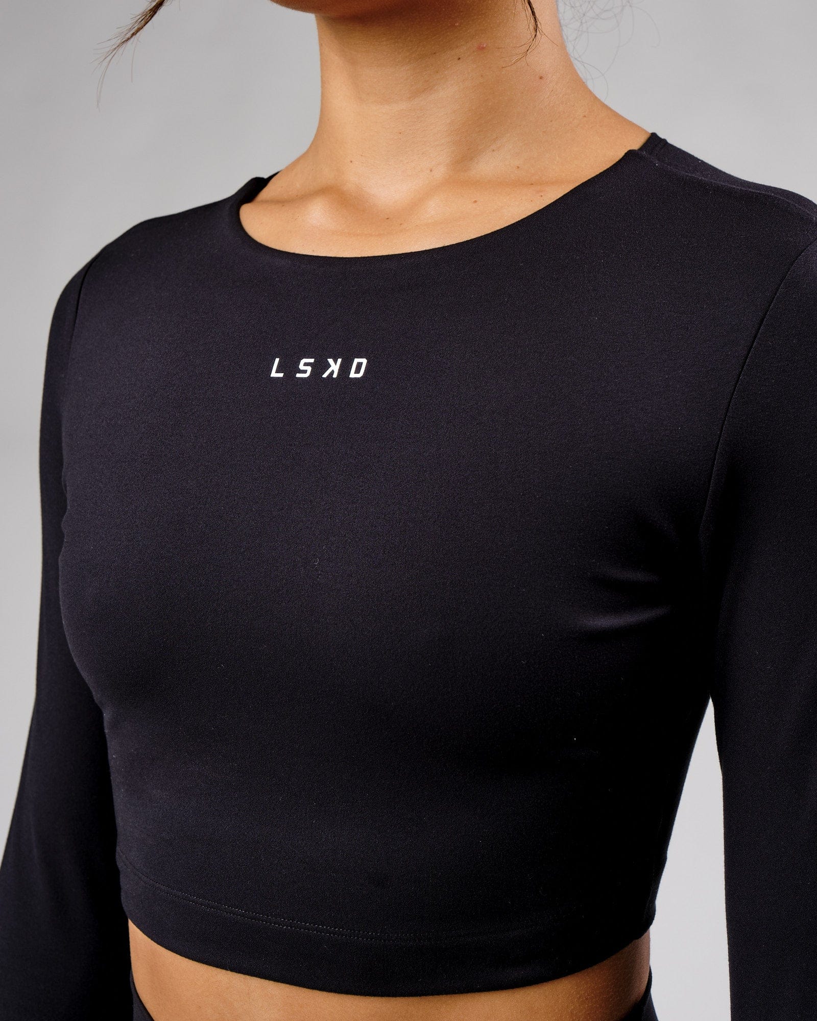 Model wearing Base LS Top - Black