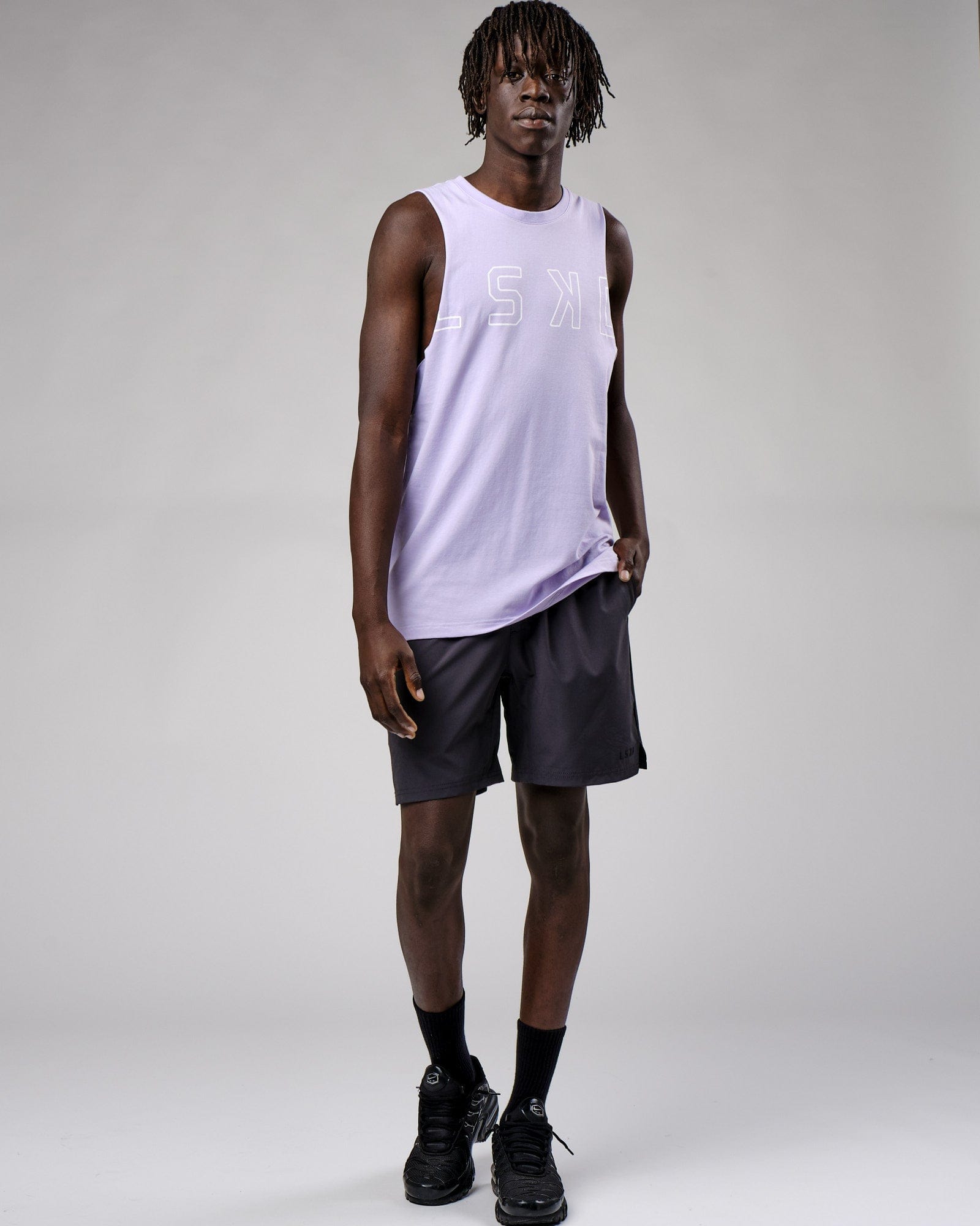 Model wearing Expand FLXCotton Training Fit Tank - Cosmic Sky