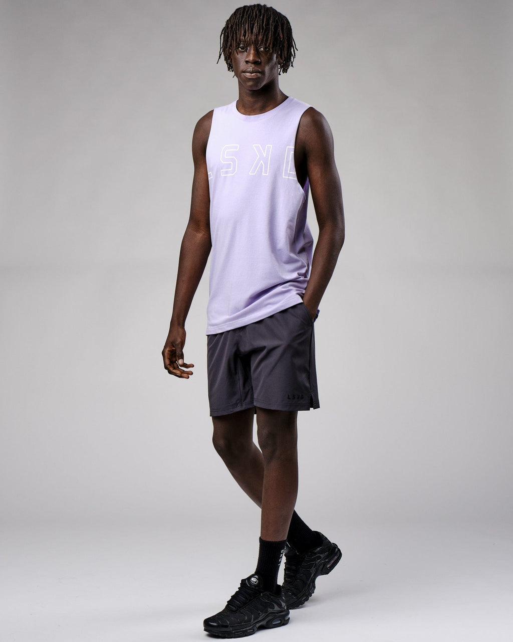 Model wearing Expand FLXCotton Training Fit Tank - Cosmic Sky