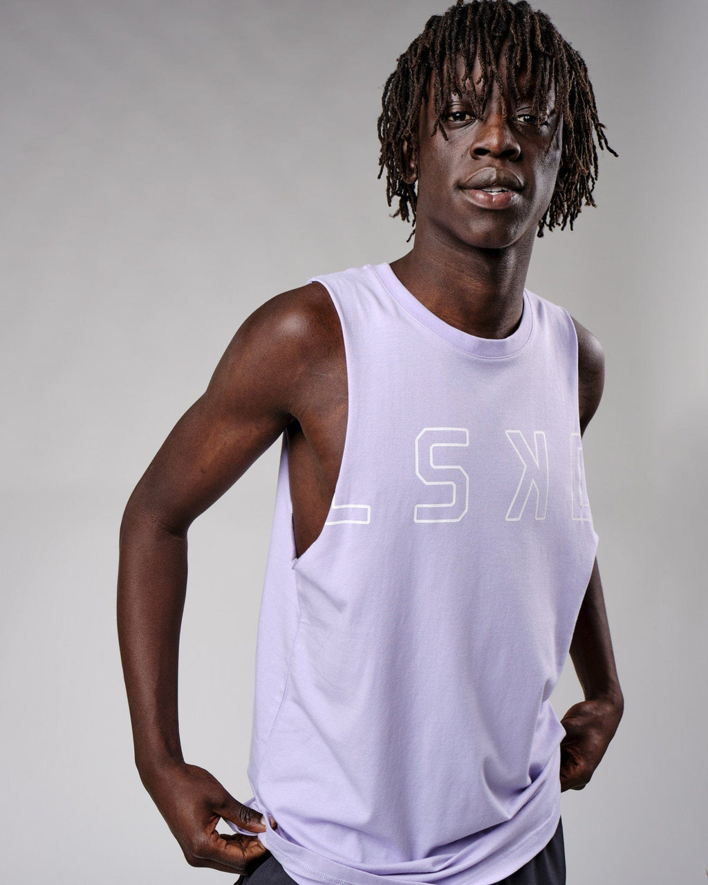 Model wearing Expand FLXCotton Training Fit Tank - Cosmic Sky