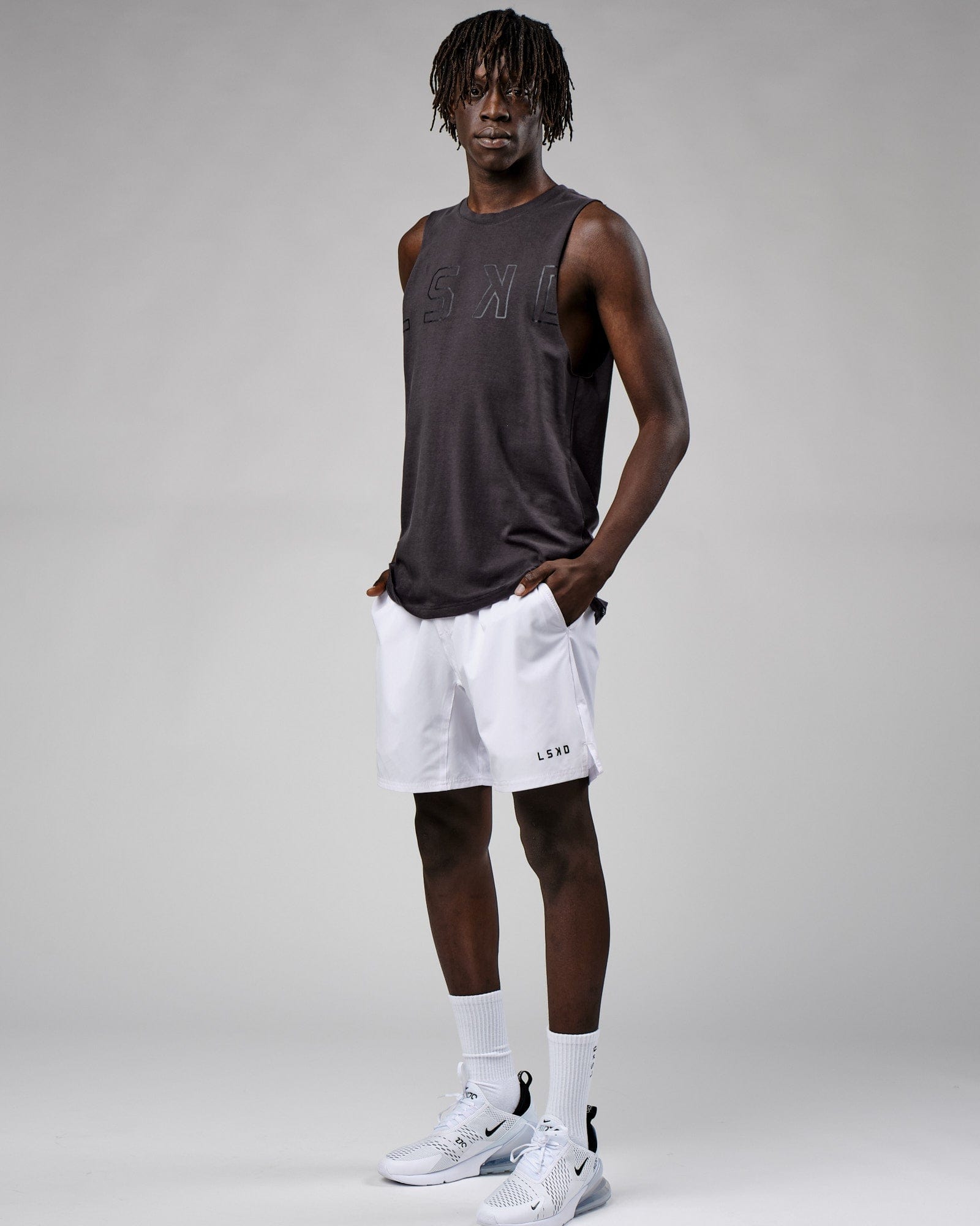 Model wearing Expand FLXCotton Training Fit Tank - Phantom