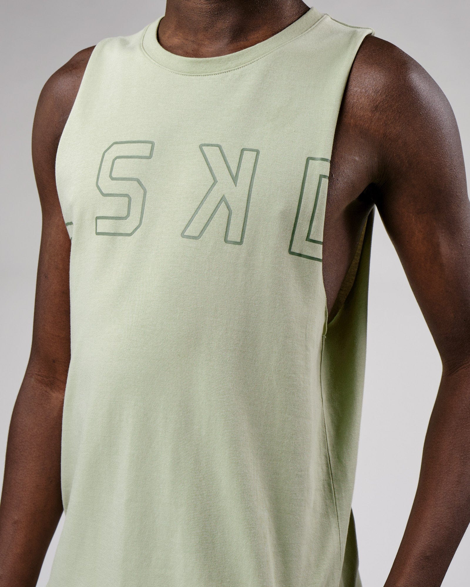 Model wearing Expand FLXCotton Training Fit Tank - Desert Sage