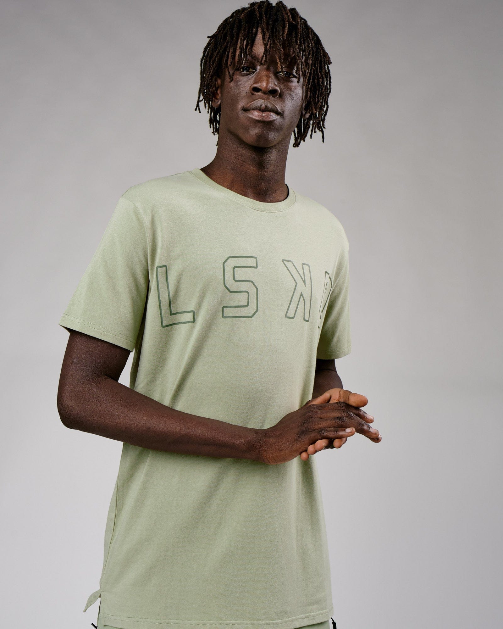 Model wearing Expand FLXCotton Tee - Desert Sage