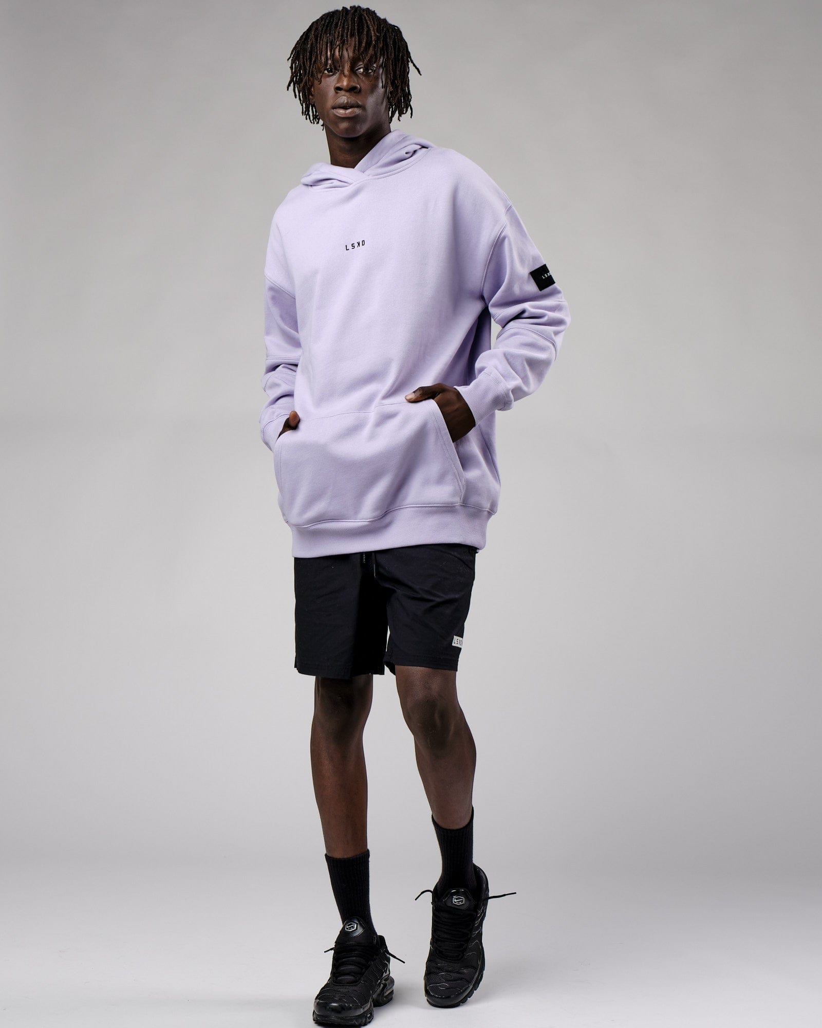 Model wearing Upfield Hoodie Oversize - Cosmic Sky