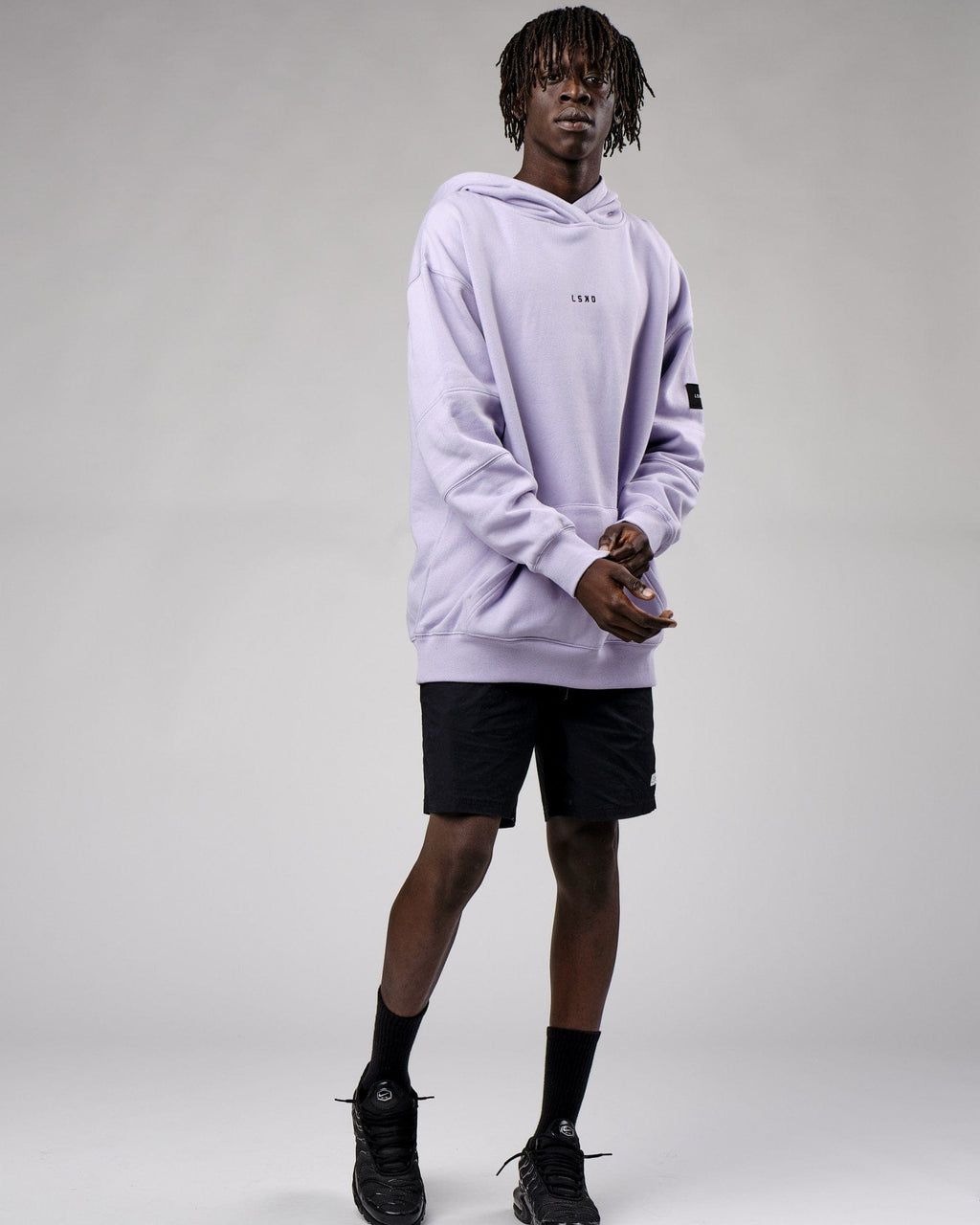 Model wearing Upfield Hoodie Oversize - Cosmic Sky