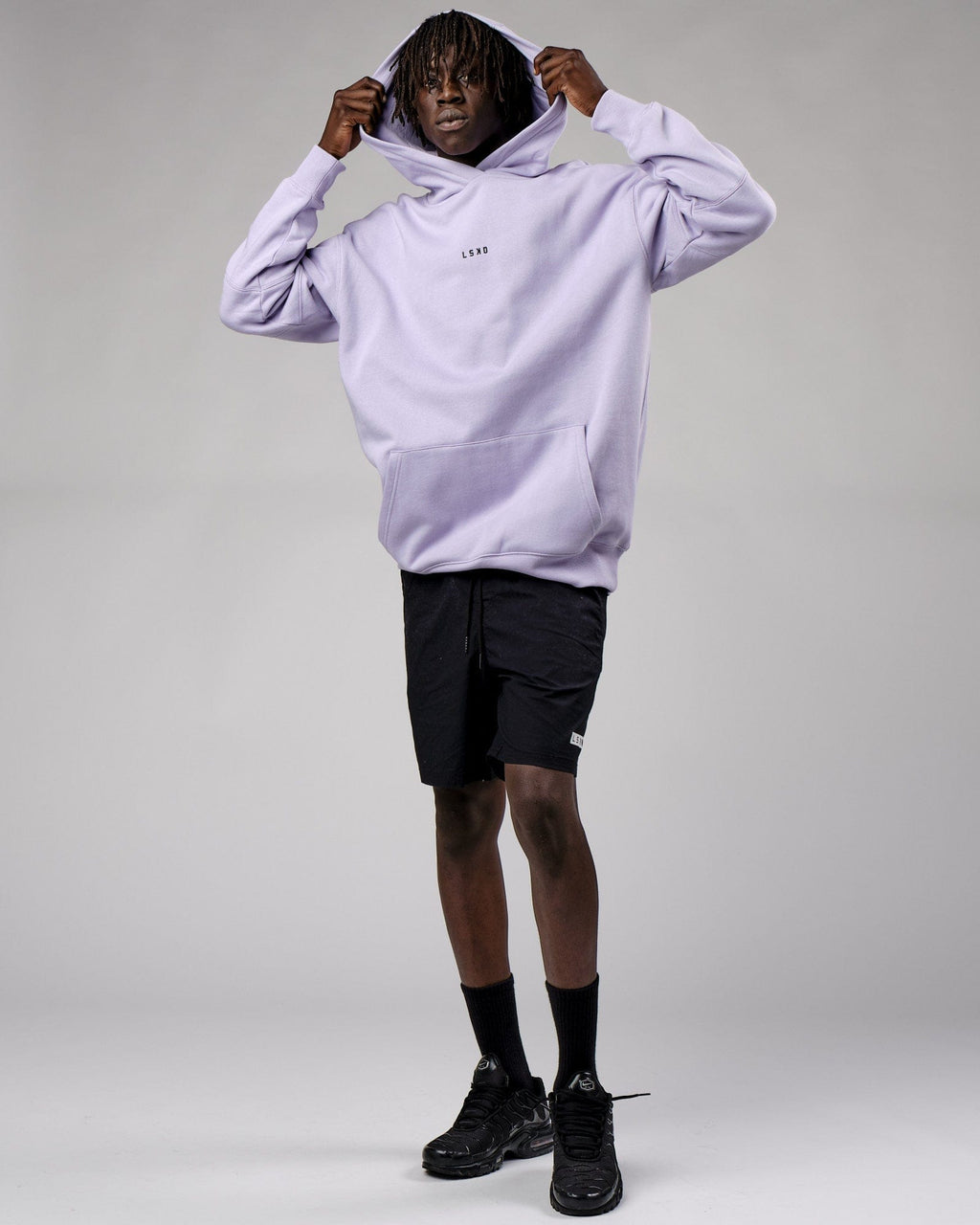 Model wearing Upfield Hoodie Oversize - Cosmic Sky