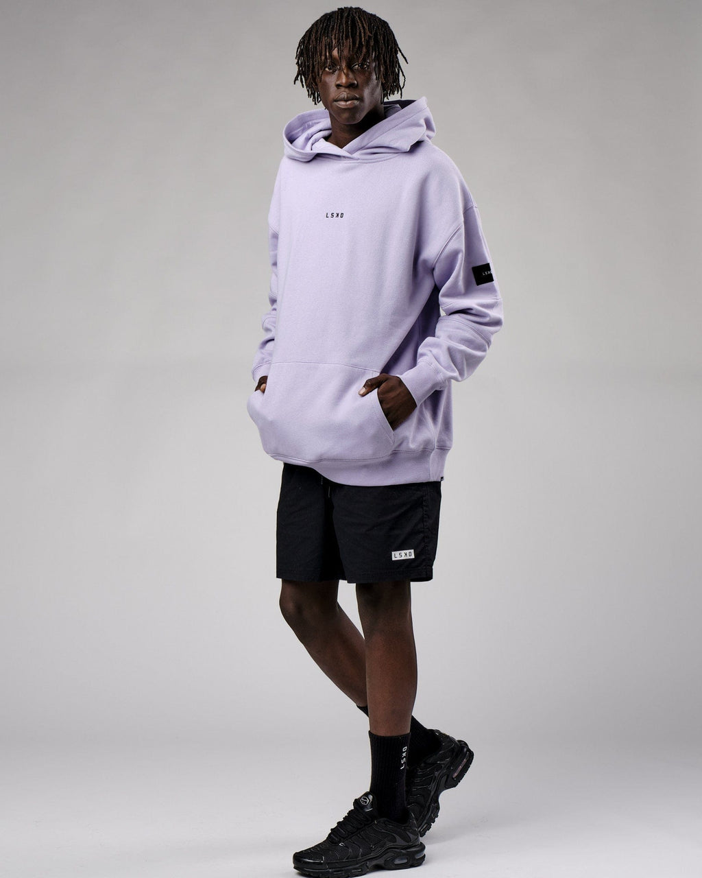 Model wearing Upfield Hoodie Oversize - Cosmic Sky