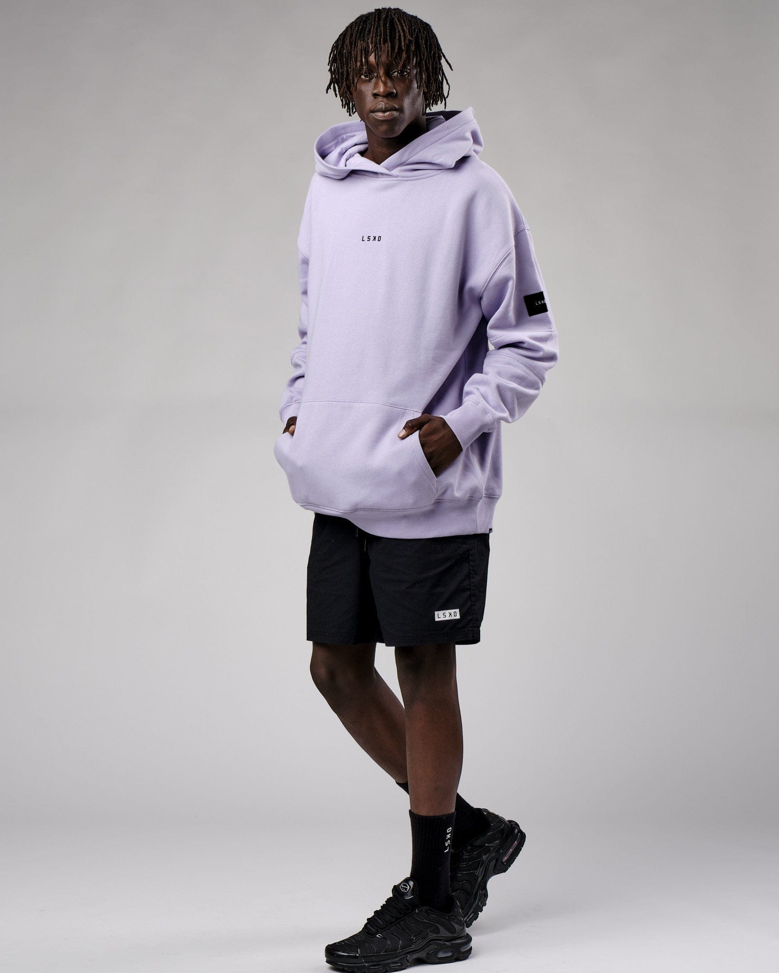 Model wearing Upfield Hoodie Oversize - Cosmic Sky