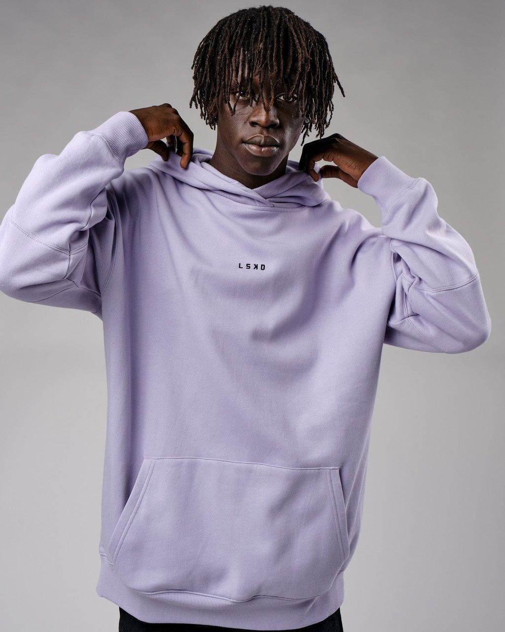 Model wearing Upfield Hoodie Oversize - Cosmic Sky