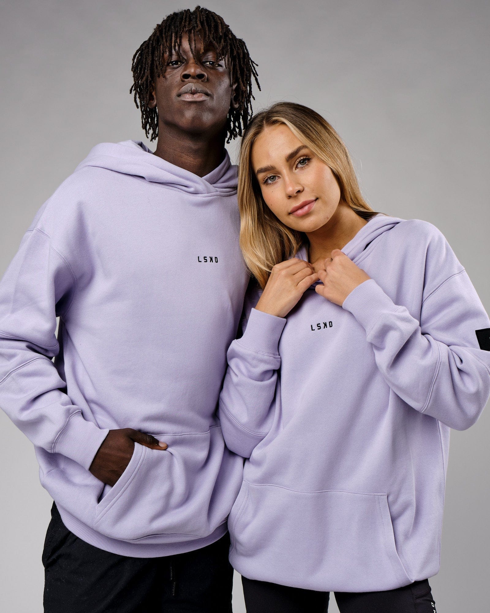 Model wearing Unisex Upfield Hoodie Oversize - Cosmic Sky