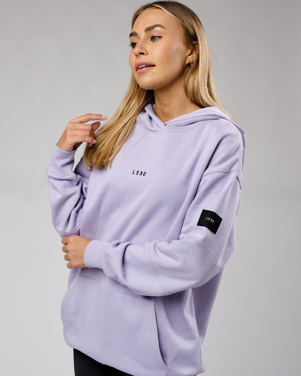 Model wearing Unisex Upfield Hoodie Oversize - Cosmic Sky