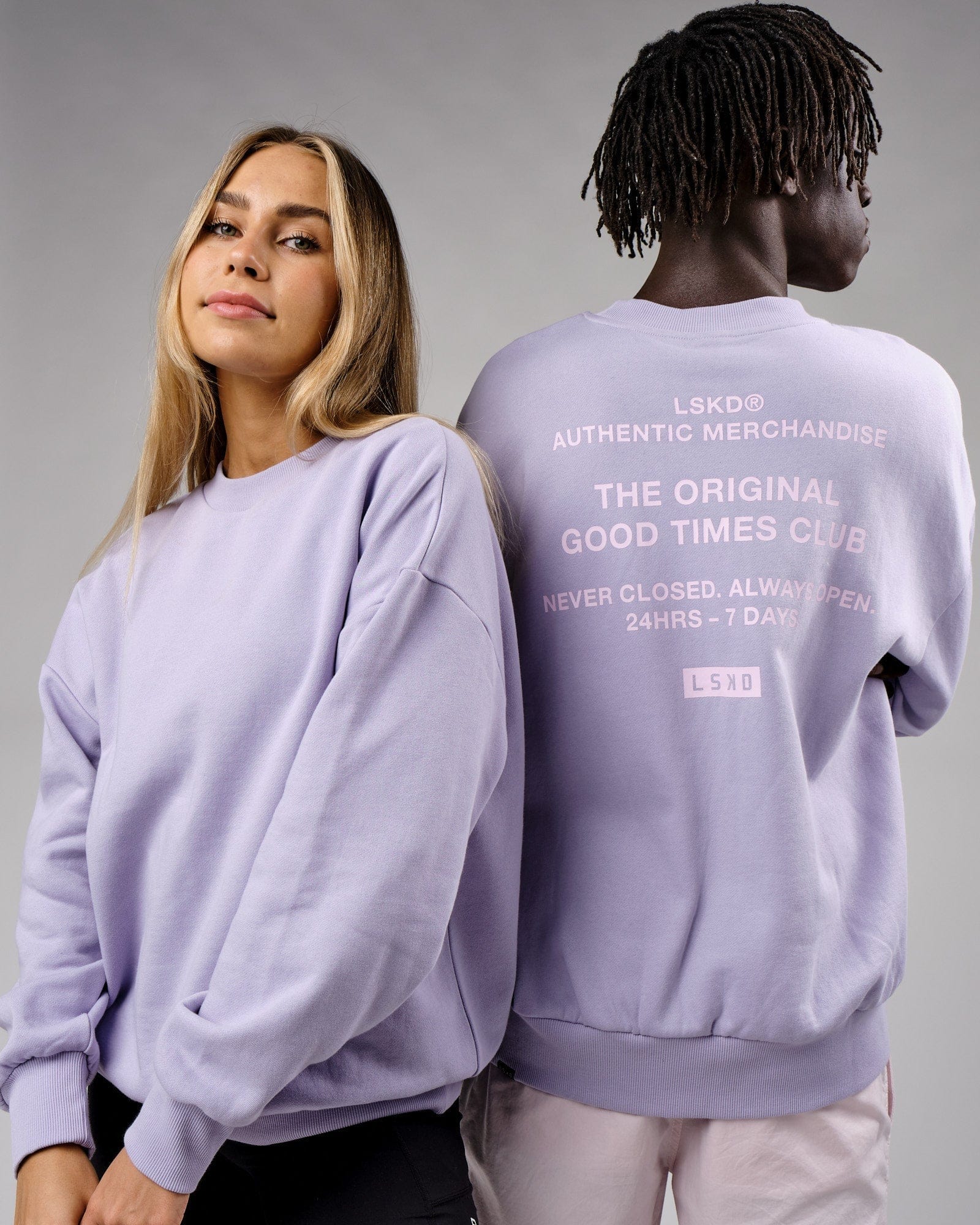 Model wearing Unisex OGTC Sweater Oversize - Cosmic Sky