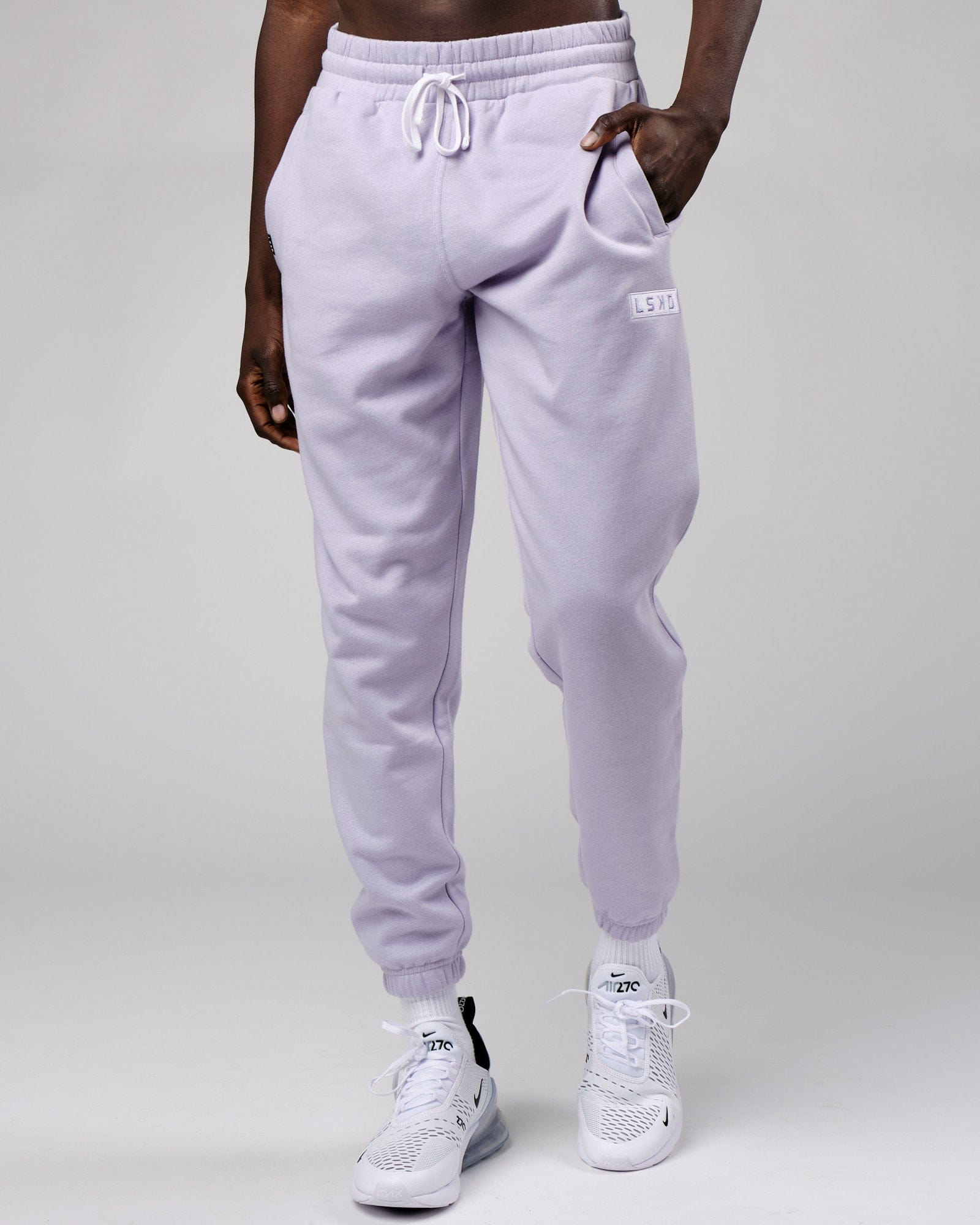 Model wearing Cornerstone Track Pant Oversize - Cosmic Sky