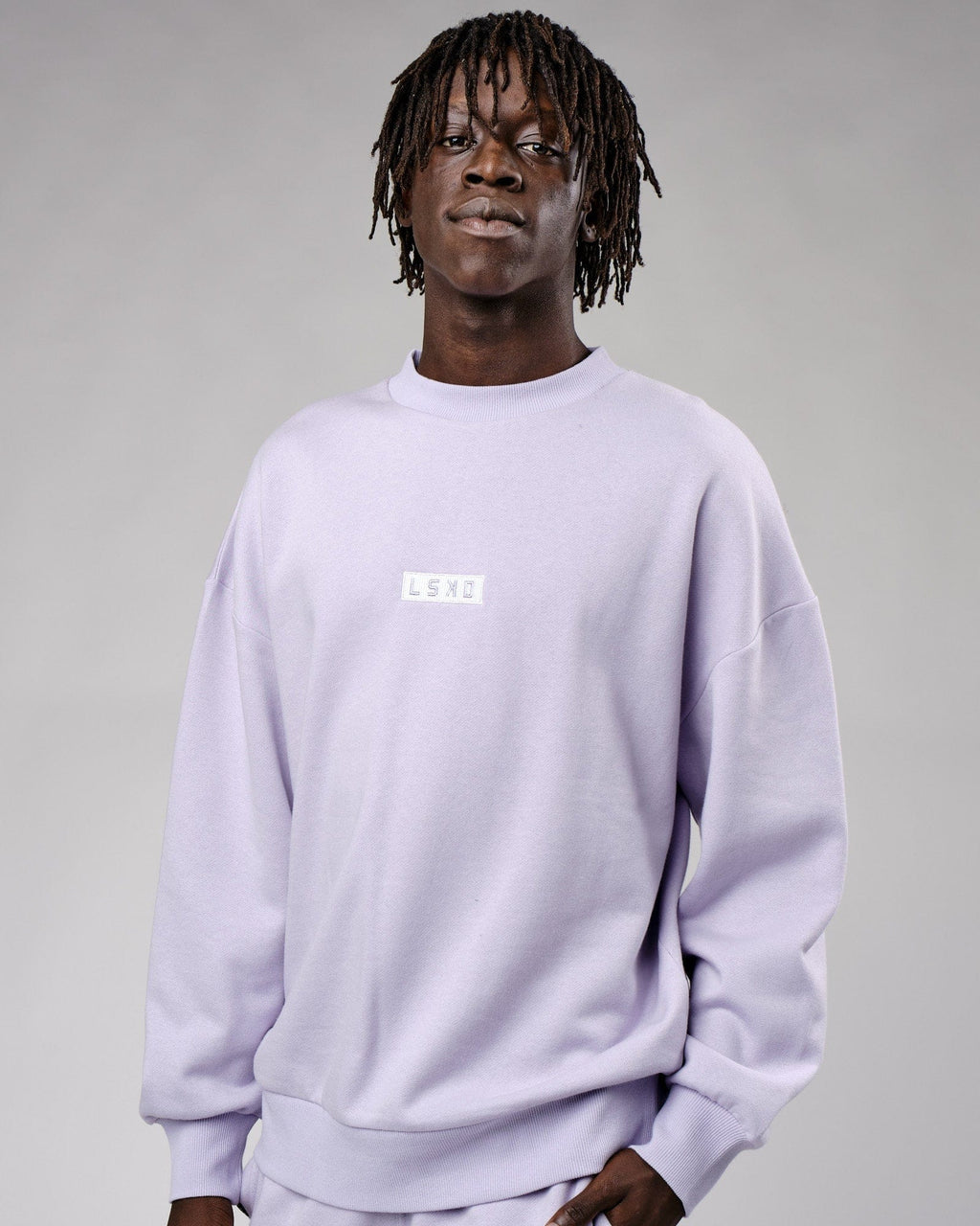 Model wearing Cornerstone Sweater Oversize - Cosmic Sky