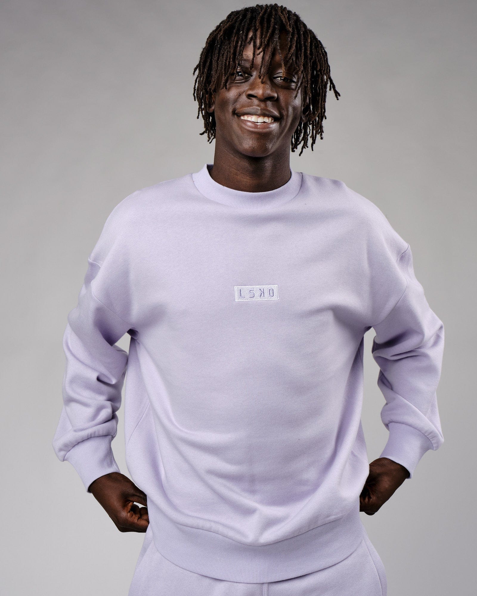 Model wearing Cornerstone Sweater Oversize - Cosmic Sky