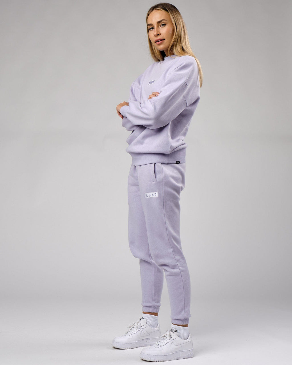 Model wearing Unisex Cornerstone Sweater Oversize - Cosmic Sky