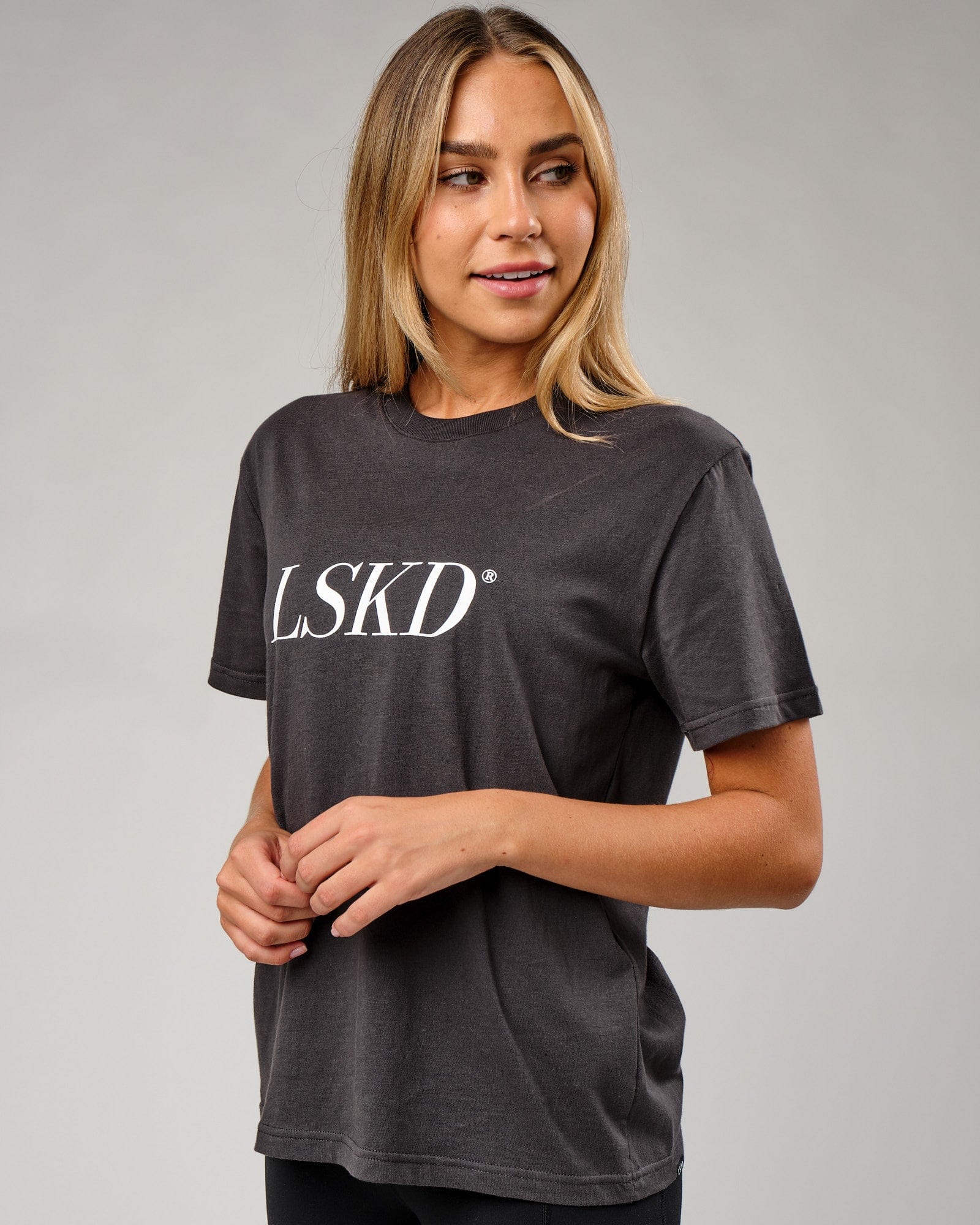 Model wearing IT Tee - Phantom