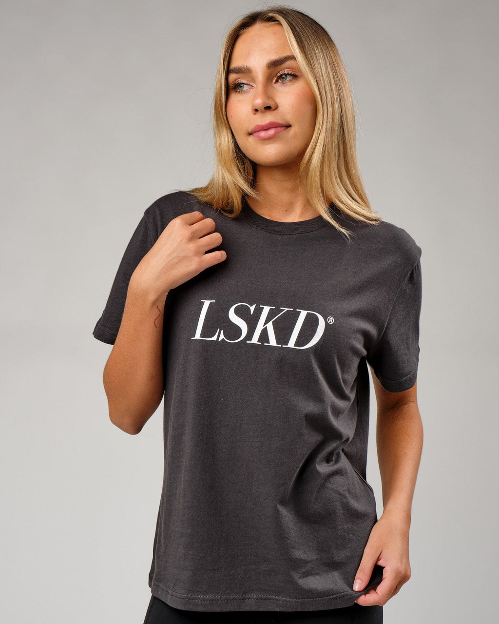 Model wearing IT Tee - Phantom