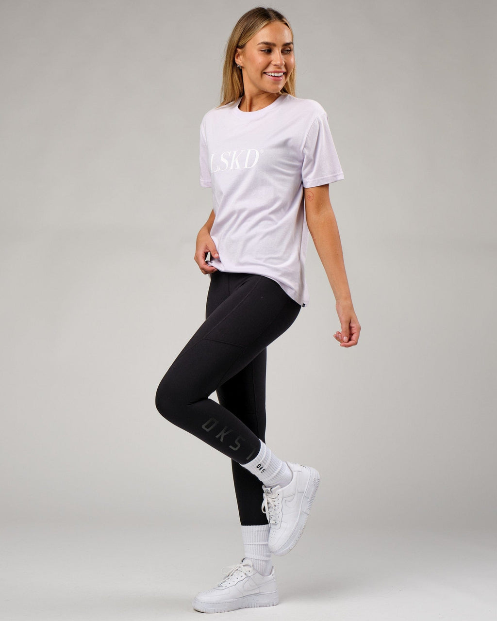 Model wearing IT Tee - Light Cosmic Sky